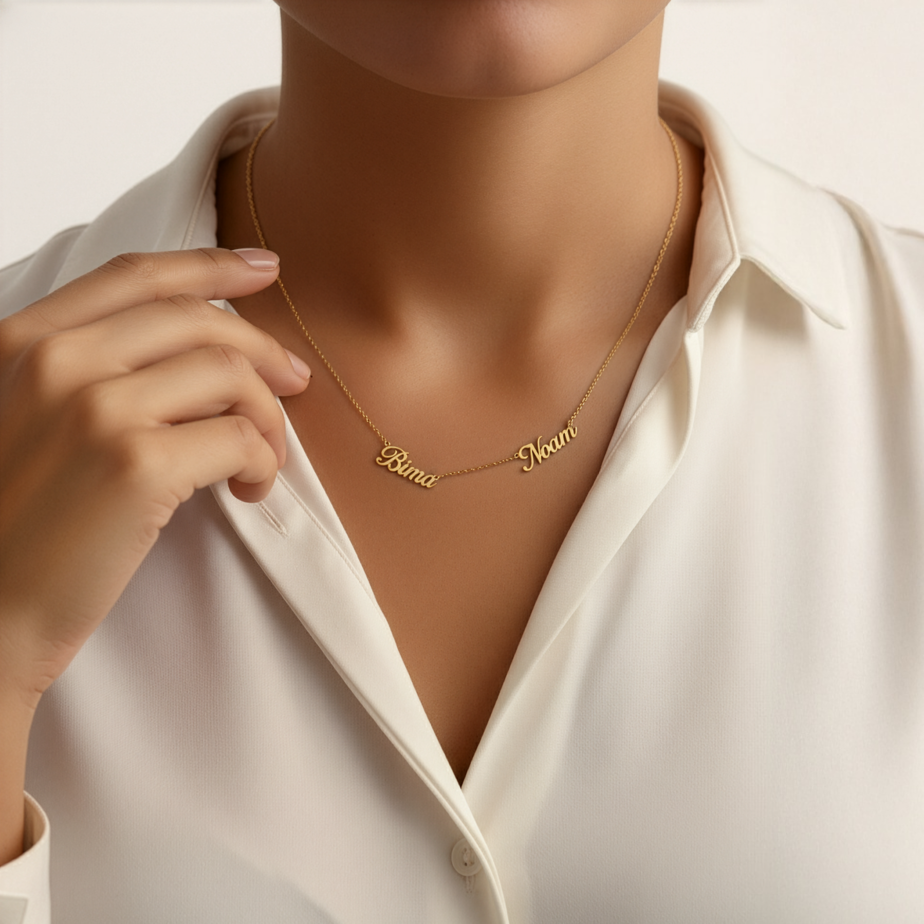English Script Two Name Necklace